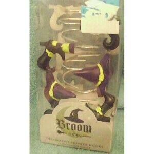 Halloween Shower Curtain Hooks Witch Hat & Boot Holiday Home Bathroom NEW